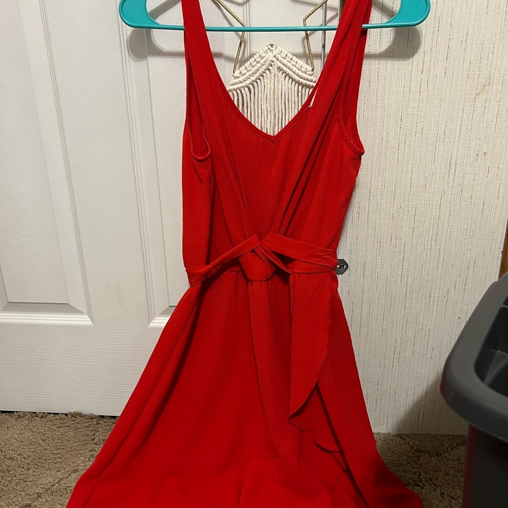 Red flowy dress